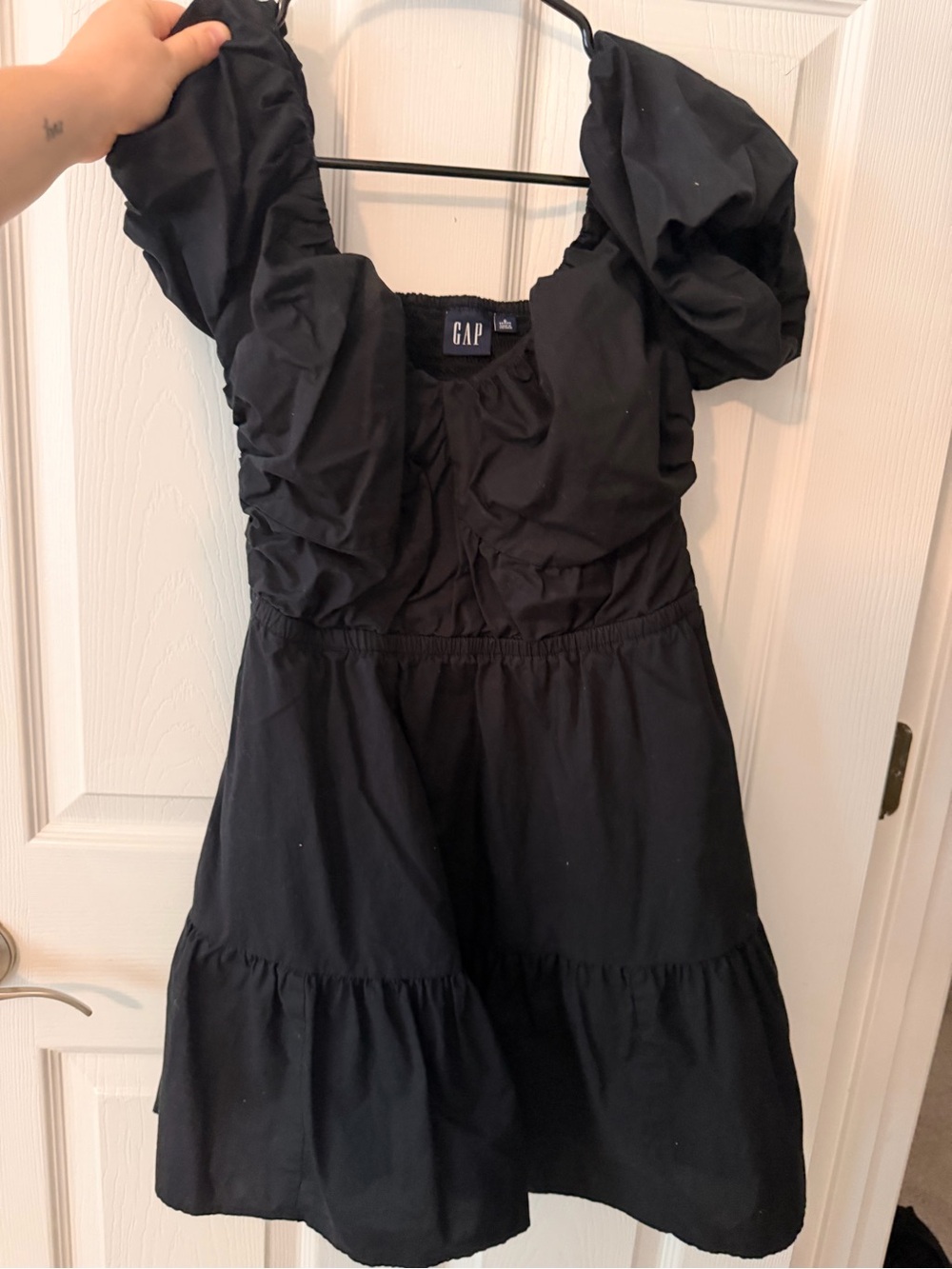 GAP Black Puff Sleeve Mini Dress